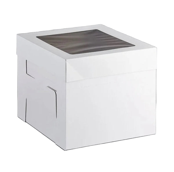 White cake box with a clear lid