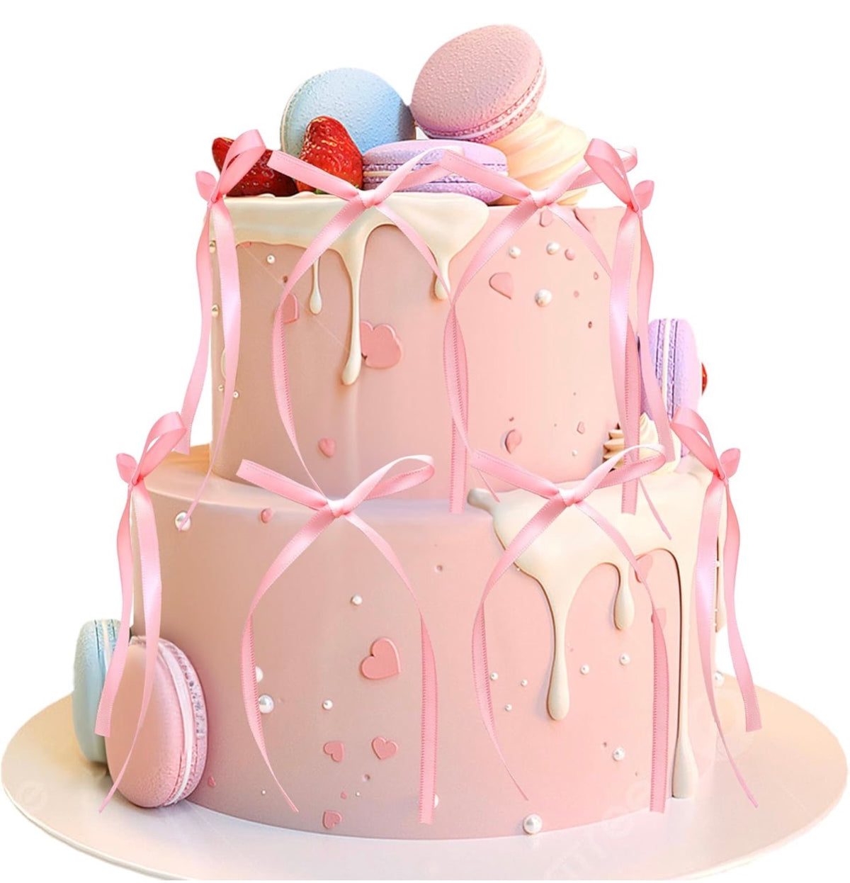 Cake Bows Pink 6 Pieces