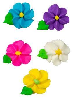 Royal Icing Toppers Mini Blossom w/ Leaf Mini w/Leaf 6 PCS - Sweet Life Cake Supply