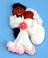 Royal Icing Toppers Bride/Groom Dark Flesh 1 PCS Dk. Brd/Grm