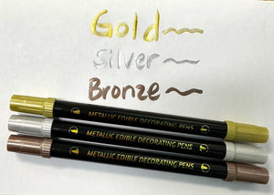 Metallic Dual Tipped Food Markers Set of 3 - Sweet Life Cake Supply