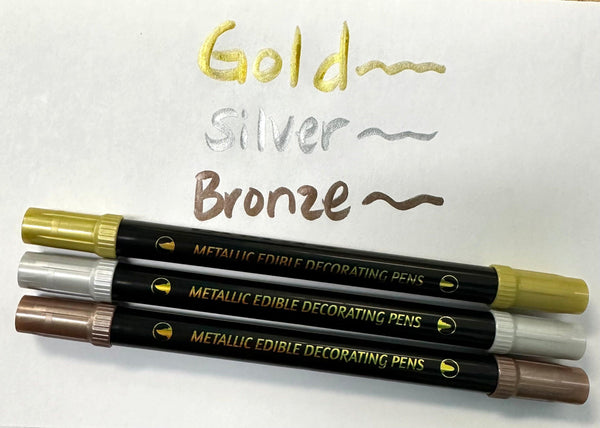 Metallic Dual Tipped Food Markers Set of 3 - Sweet Life Cake Supply