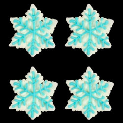 Royal Icing Snowflake Icing - White w/ Blue Trim 6pcs