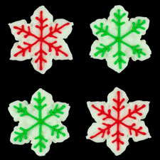 Royal Icing Snowflake Icing - Red & Green Asst. 6pcs