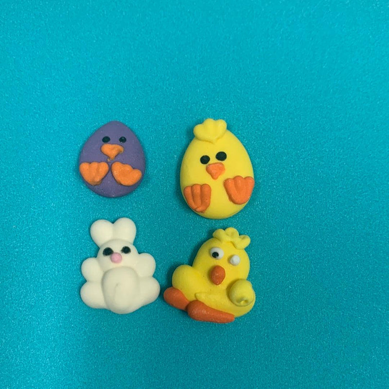 Royal Icing Topper Bunny & Chick 4 PCS