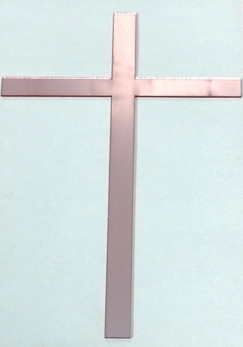 Acrylic Rose Gold/Pink Cross Cake Topper Layon