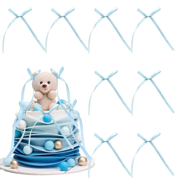 Cake Bows Blue 6 Pieces