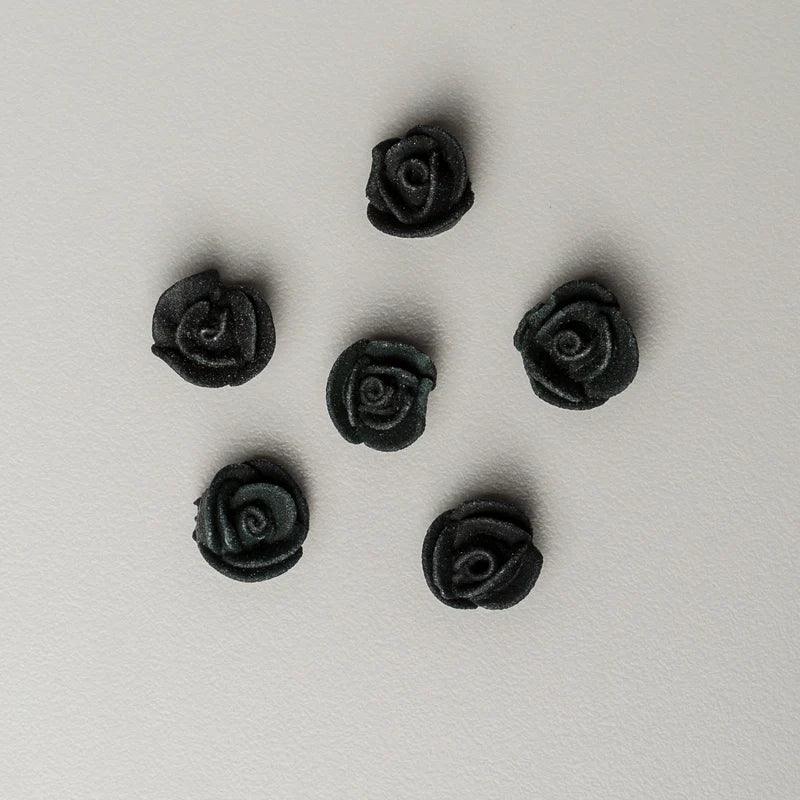 Royal Icing Mini Black Classic Roses 40pcs - Sweet Life Cake Supply