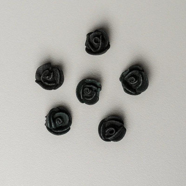 Royal Icing Mini Black Classic Roses 40pcs - Sweet Life Cake Supply