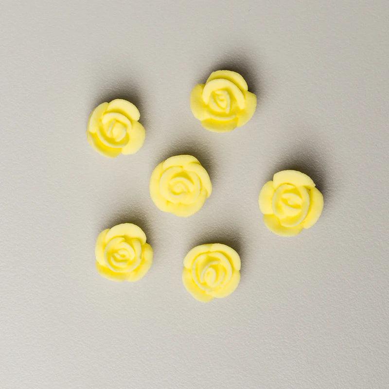 Royal Icing Pastel Yellow Classic Roses 40pcs - Sweet Life Cake Supply