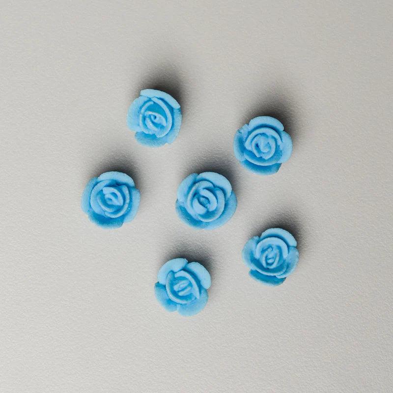 Royal Icing Pastel Blue Classic Roses 40pcs - Sweet Life Cake Supply