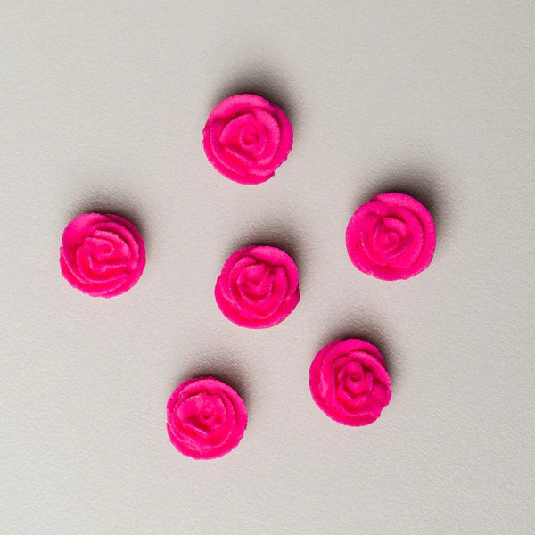 Royal Icing Mini Hot Pink Classic Roses 40pcs - Sweet Life Cake Supply