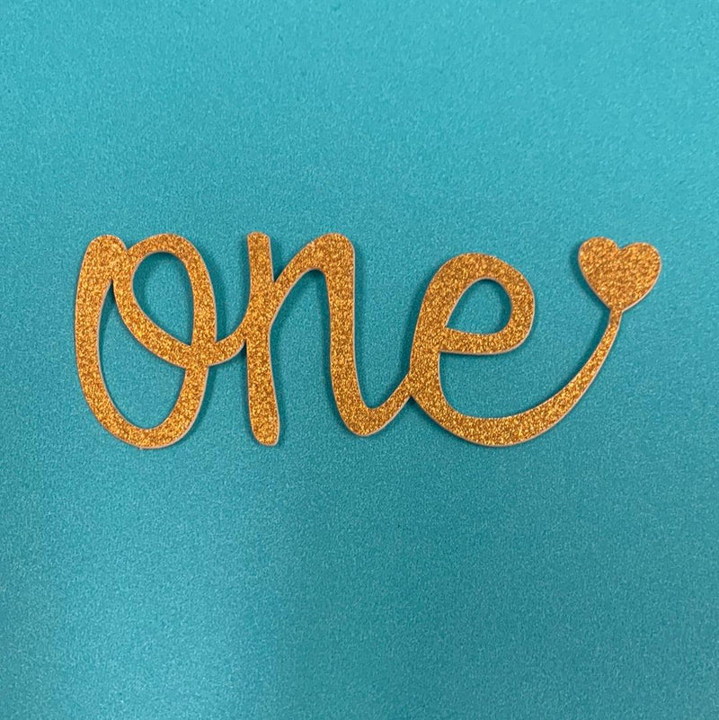 Small Glitter One Cake Topper Gold