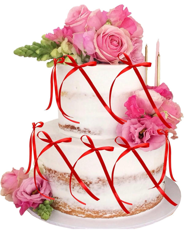 Cake Bows Red 6 Pieces