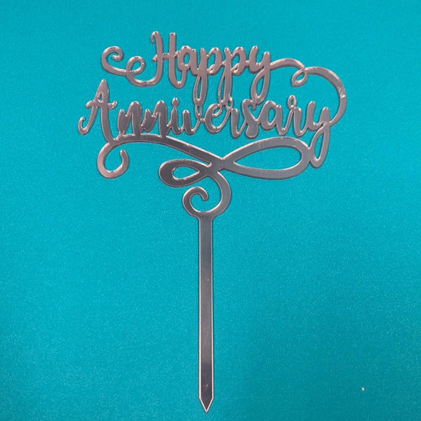 Acrylic Happy Anniversary Topper Rose Gold - Sweet Life Cake Supply