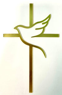 Acrylic Gold Cross with Dove Cake Topper Layon - Sweet Life Cake Supply