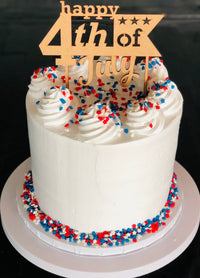 Wooden Happy4th of July Cake Topper