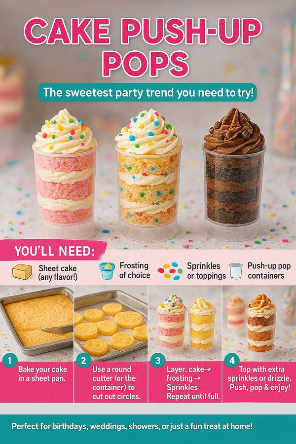 Cake Push Up Pop Containers with Lids