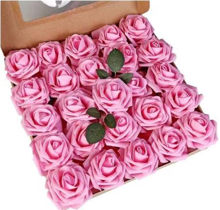 Foam Pink Roses with Stem 1pcs - Sweet Life Cake Supply