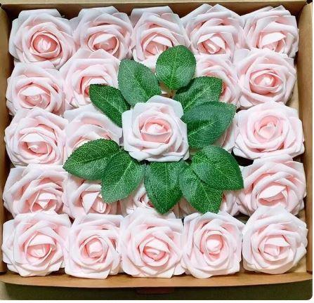 Foam Light Pink Roses with Stem 1pcs - Sweet Life Cake Supply