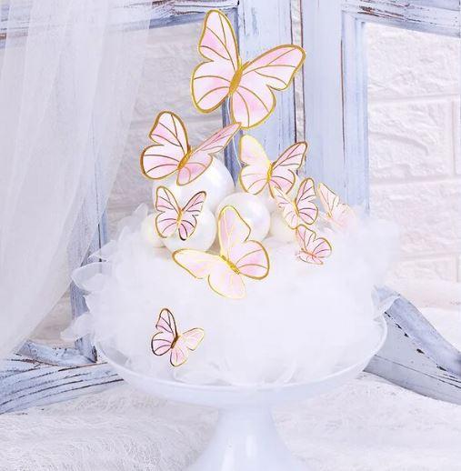 Pink and Gold Butterfly Cake Topper - Sweet Life Cake Supply