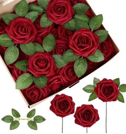 Foam Red Roses with Stem 1pcs - Sweet Life Cake Supply