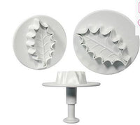 PME FOLIAGE PLUNGER CUTTERS - LARGER VEINED HOLLY LEAF SET OF 3 - Sweet Life Cake Supply
