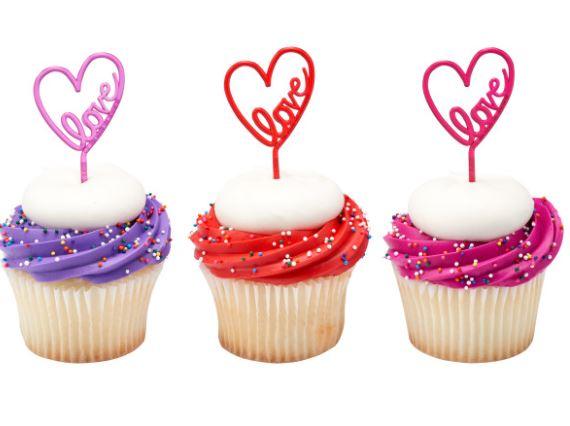 Neon Heart Assortment Cupcake Pics 12pcs - Sweet Life Cake Supply