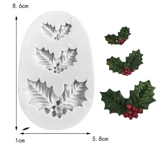 Silicone Mold Holly Leaf 3 Cavity - Sweet Life Cake Supply