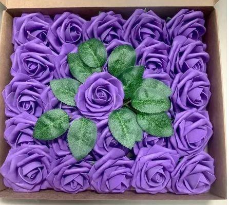 Foam Purple Roses with Stem 1pcs - Sweet Life Cake Supply