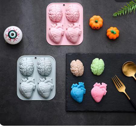 Silicone Mold 4 Cavity Brain and Heart - Sweet Life Cake Supply