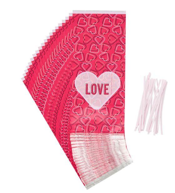 Wilton"LOVE" and Hearts Valentine's Day Treat Bags and Ties, 20-Count - Sweet Life Cake Supply