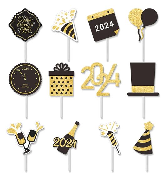 New Year's Cupcake Topper's 12pcs - Sweet Life Cake Supply