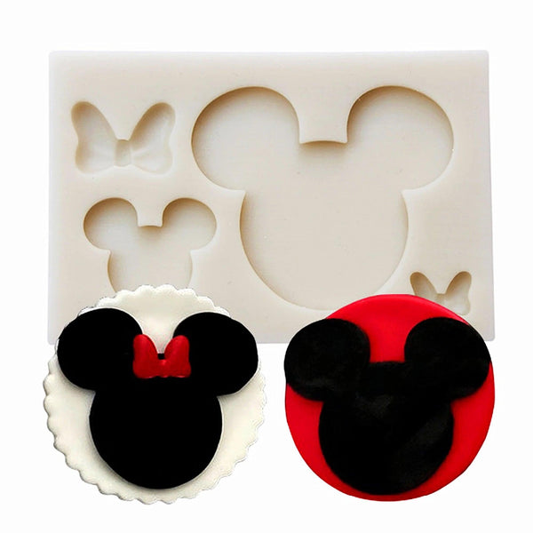 Silicone Mold Minnie Head and Bow 4 Cavity* - Sweet Life Cake Supply