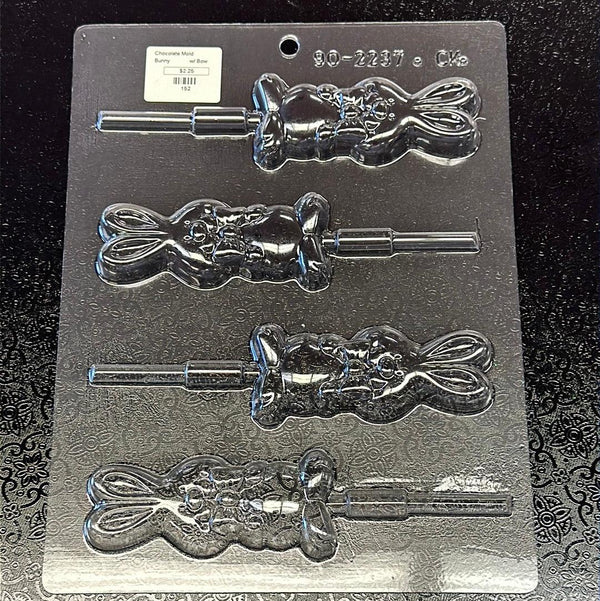 Chocolate Lollipop Mold Bunny with Bow - Sweet Life Cake Supply