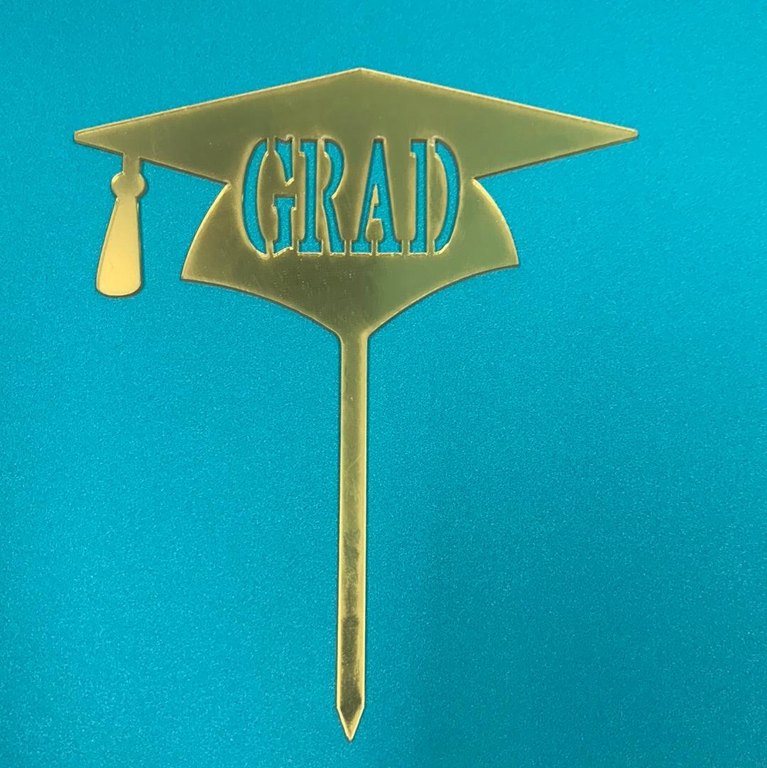 Acrylic Grad with Cap Topper Gold - Sweet Life Cake Supply