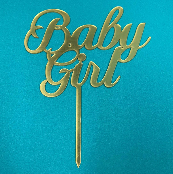 Acrylic Baby Girl Cake Topper Gold - Sweet Life Cake Supply
