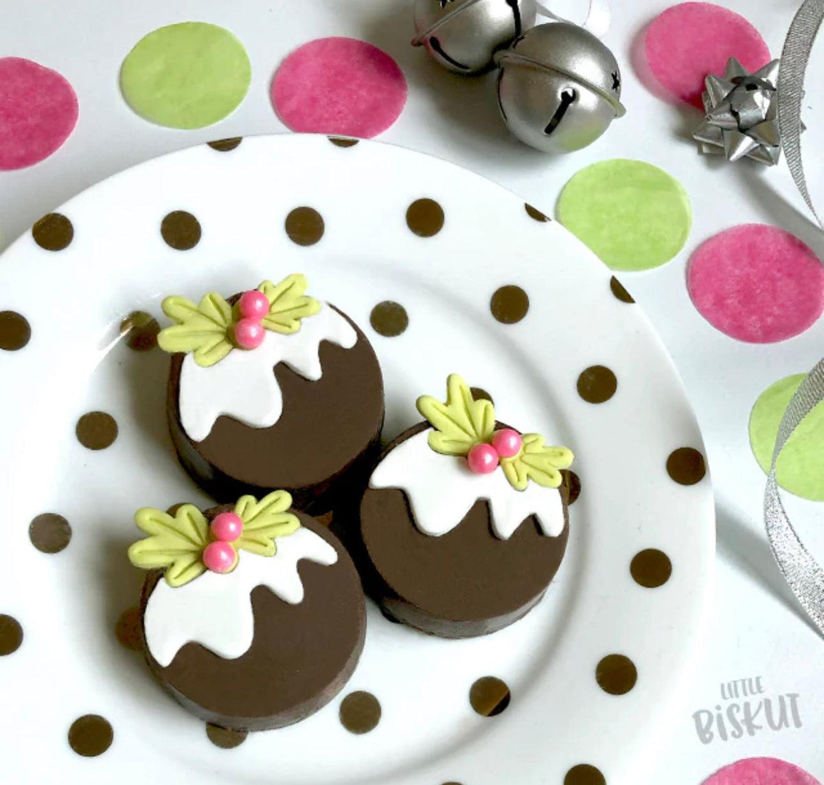Little Biskut Cutter Set Mini Christmas Pudding Cutter & Embosser - Sweet Life Cake Supply