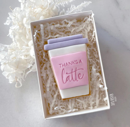 Little Biskut Cutter Set Thanks a Latte Cup Stamp & Cutter - Sweet Life Cake Supply