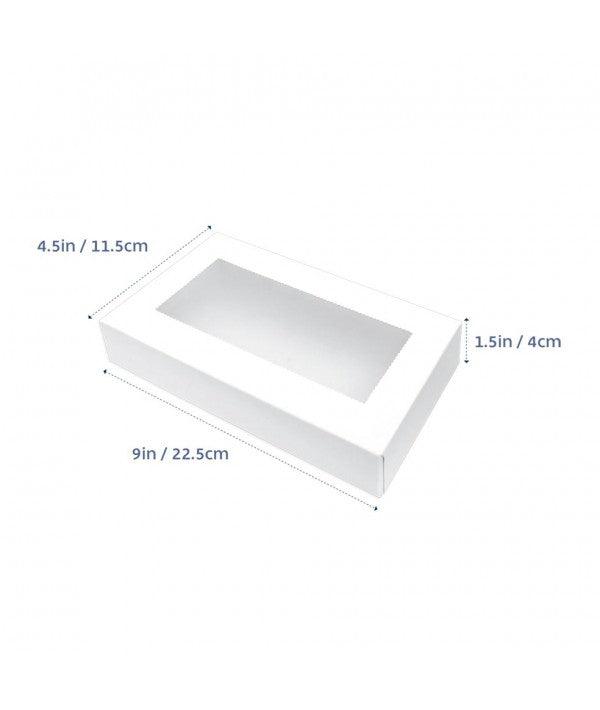 9" x 4.5” x 1.5" White Window Box - Sweet Life Cake Supply