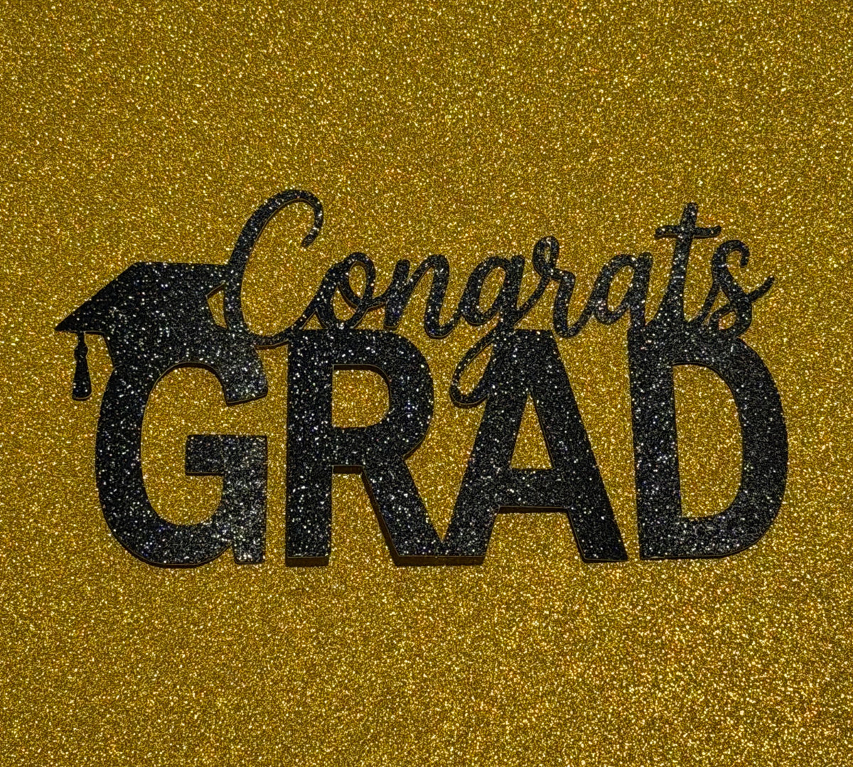 Congrats Grad Black Layon or Topper