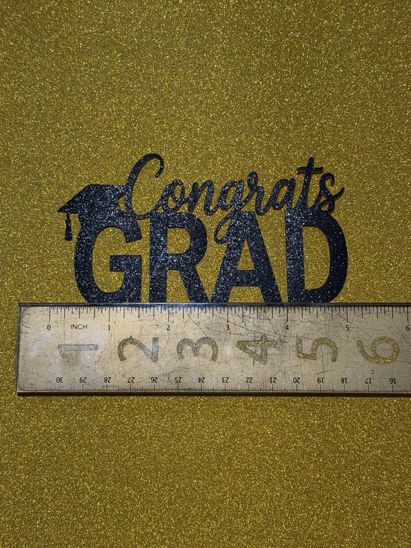 Congrats Grad Black Layon or Topper