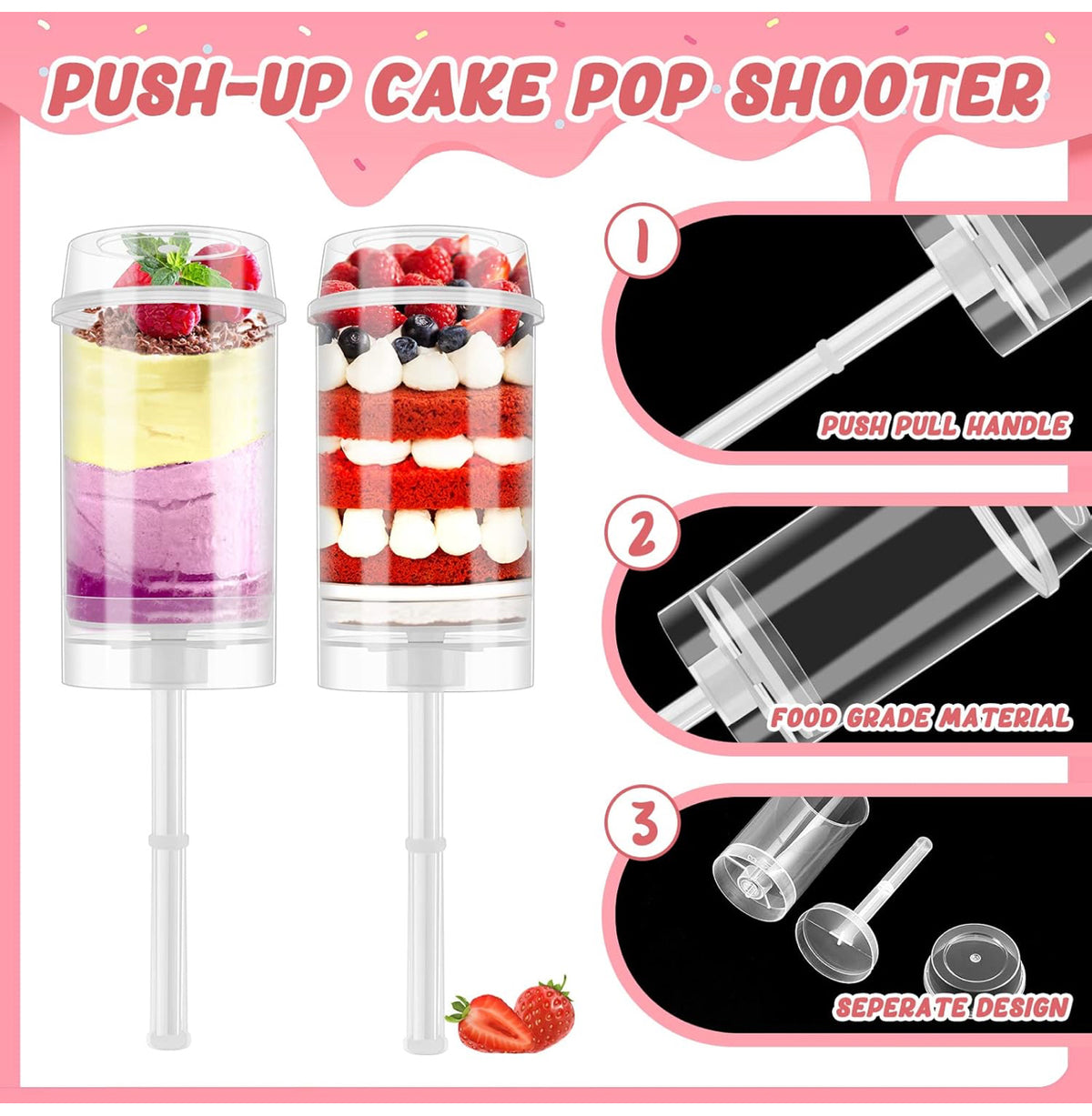 Cake Push Up Pop Containers with Lids