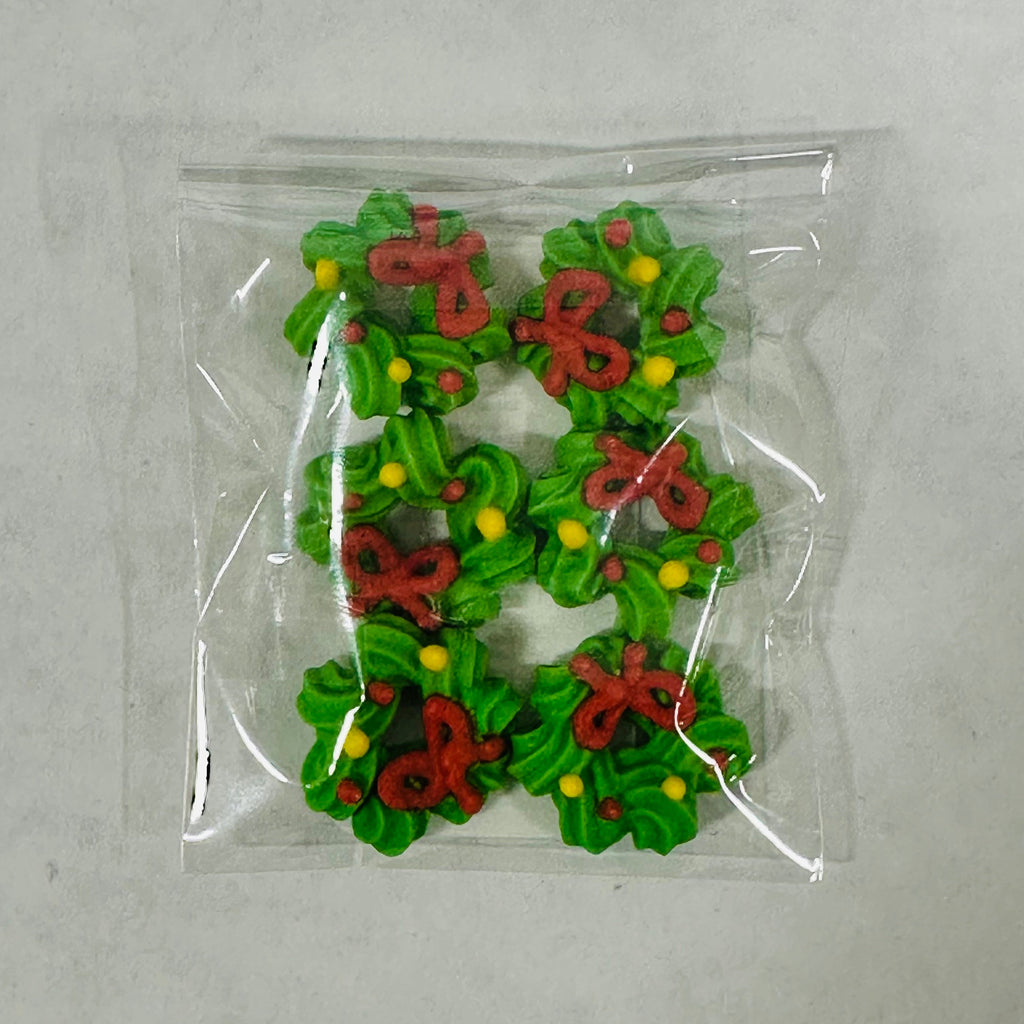 Royal Icing Mini Wreath w/ Bow 6pcs