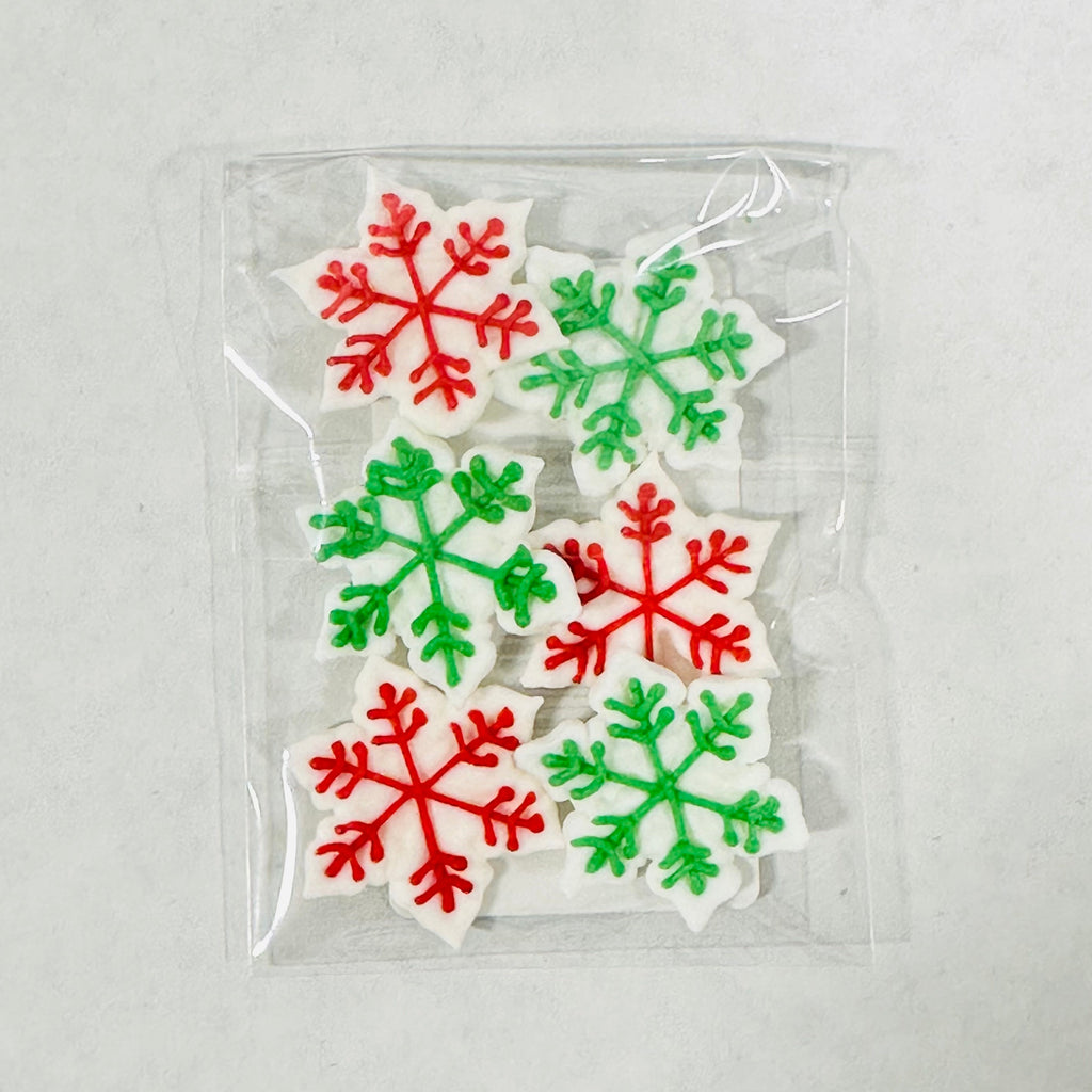 Royal Icing Snowflake Icing - Red & Green Asst. 6pcs