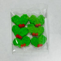 Royal Icing Tiny Double Holly Leaf W/ Berries 6pcs