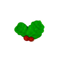 Royal Icing Tiny Double Holly Leaf W/ Berries 6pcs