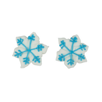 Royal Icing Snowflake Icing - White w/ Blue Trim 6pcs
