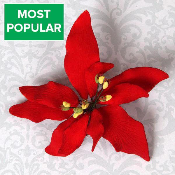 Gum Paste Flowers Poinsettia 3.5” - Red*