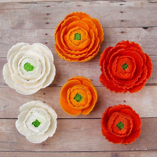 Gum Paste Flowers Ranunculus Flowers Small - White*